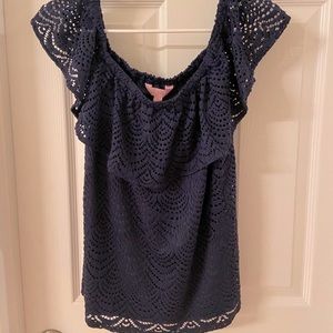 Lilly Pulitzer NWT La Fortuna Lace Top - NAVY